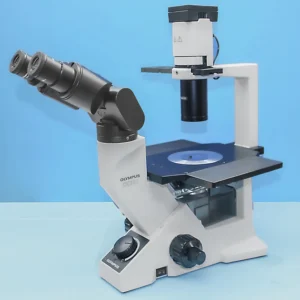 Refurbished Olympus CKX41 inverted microscope with binocular head and camera attachment